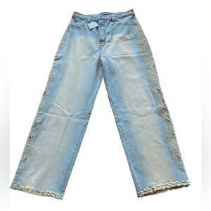 Claudio Russo Made in Brazil Distressed Embroidered Jeans Size 16 New with tags